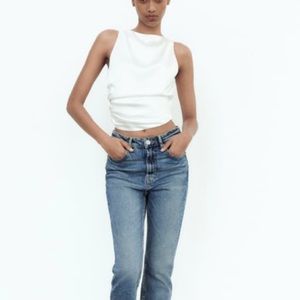 Open back satin effect top